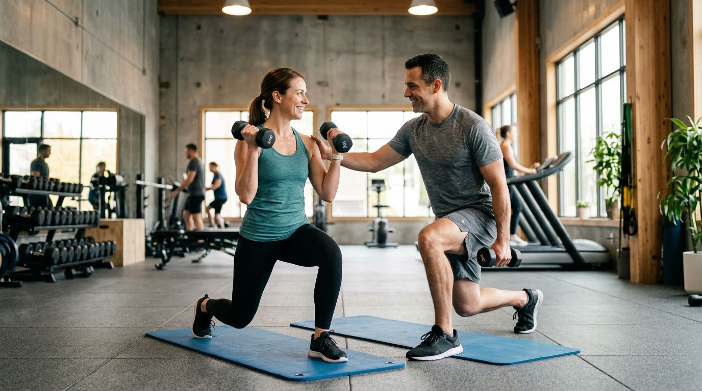 Deux personnes pratiquant le fitness ensemble